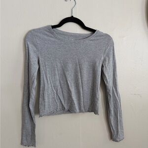 Elegant Heather Gray Long Sleeve Women's Top